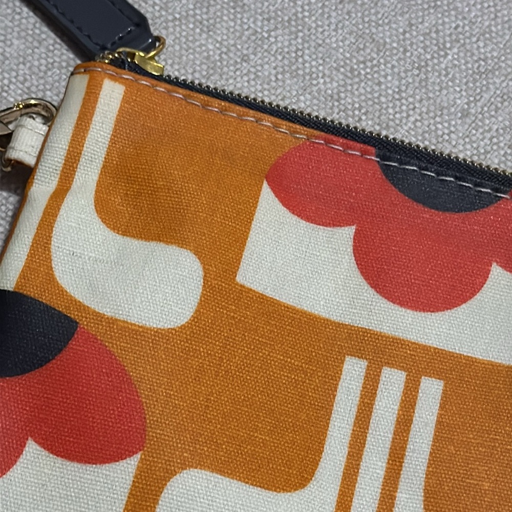 Orla Kiely for Target-Zipper Pouch with Wristlet Strap-Red/Orange/Navy/Cream-GUC - Picture 5 of 14